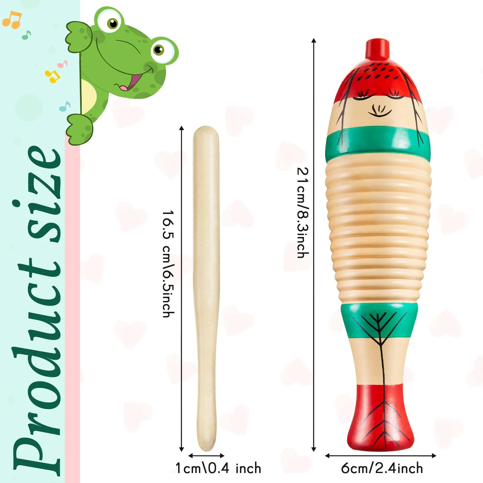 2 Pieces Colorful Fish Shaped Guiro Instrument Latin Percussion Musical Instruments Wooden Frog Instrument Musical Percussion Instruments for Adults Kids with Rhythm Sticks