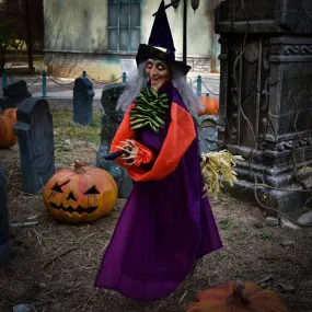 49 Inches Halloween Hanging Animated Witch
