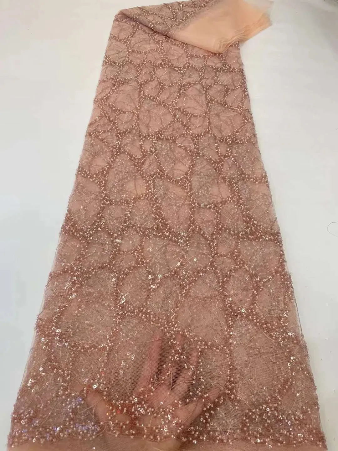 5 YARDS / 10 COLORS / Kelimasn Floral Sequin Beaded Embroidery Tulle Mesh Lace Dress Fabric