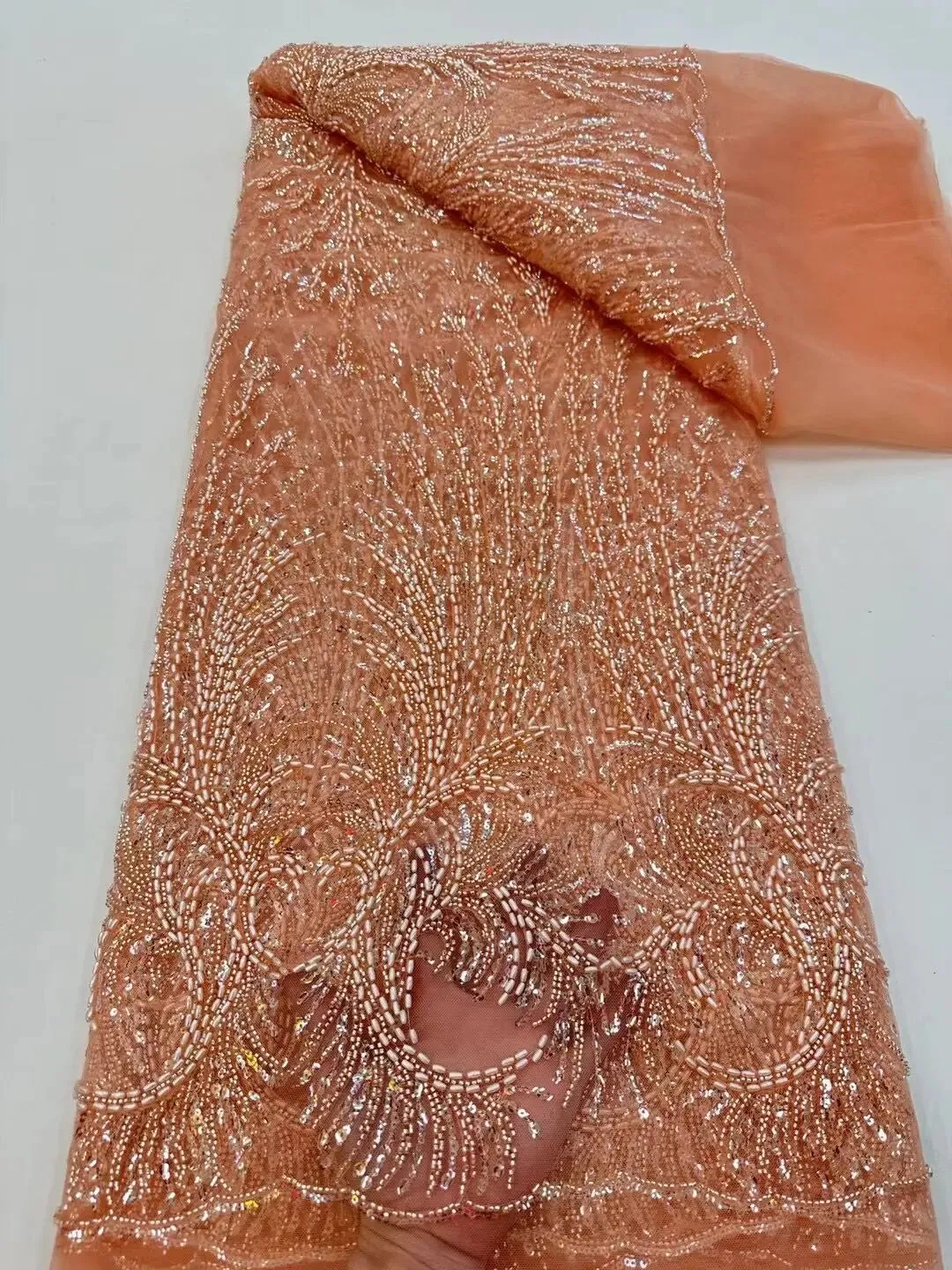 5 YARDS / 10 COLORS / Vicalemo Sequin Beaded Embroidery Tulle Mesh Lace Dress Fabric