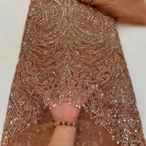 5 YARDS / 12 COLORS / Elompia Sequin Beaded Embroidery Tulle Mesh Lace Dress Fabric