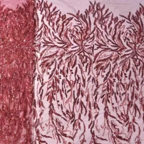 5 YARDS / 12 COLORS / Madison Growing Vines Glitter Sequin Beaded Embroidery Tulle Mesh Lace Party Prom Bridal Dress Fabric