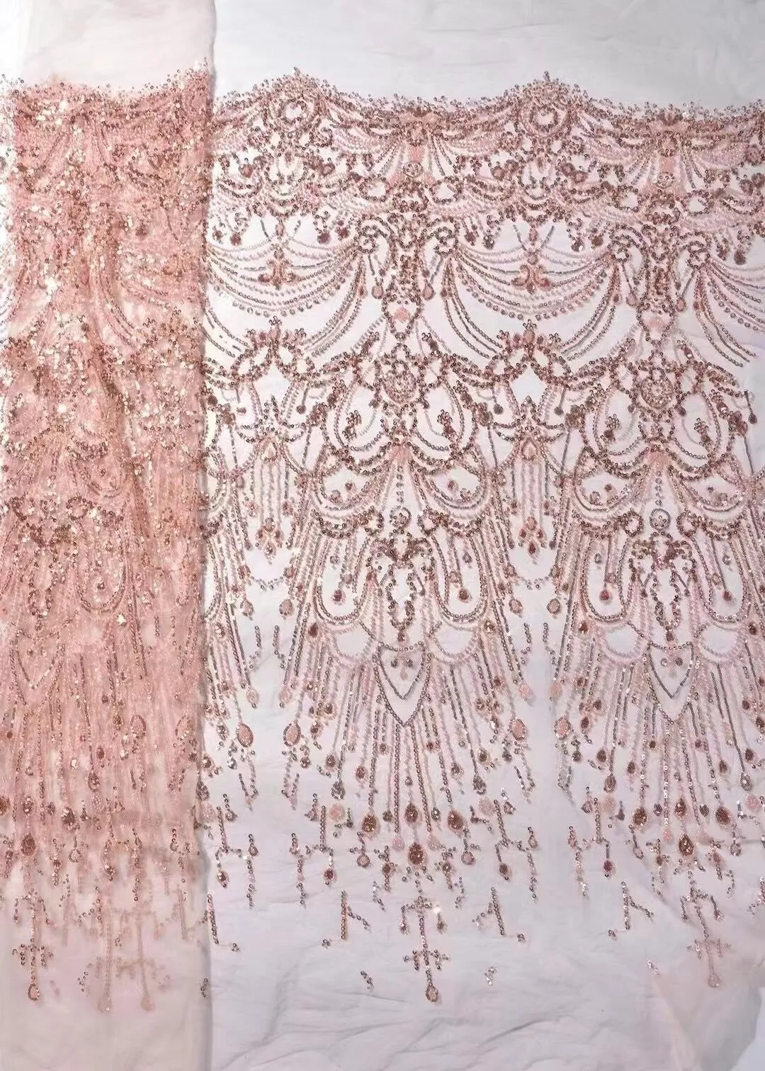5 YARDS / 12 COLORS / Madison Growing Vines Glitter Sequin Beaded Embroidery Tulle Mesh Lace Party Prom Bridal Dress Fabric