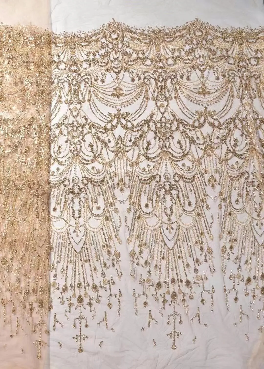 5 YARDS / 12 COLORS / Madison Growing Vines Glitter Sequin Beaded Embroidery Tulle Mesh Lace Party Prom Bridal Dress Fabric