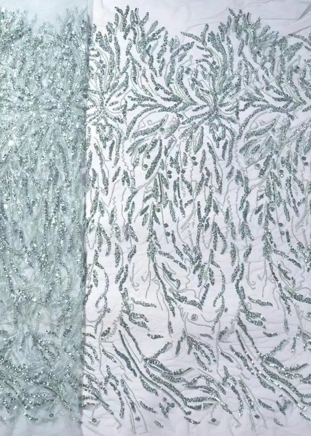 5 YARDS / 12 COLORS / Madison Growing Vines Glitter Sequin Beaded Embroidery Tulle Mesh Lace Party Prom Bridal Dress Fabric