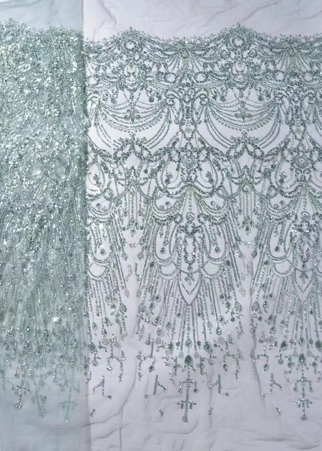 5 YARDS / 12 COLORS / Madison Growing Vines Glitter Sequin Beaded Embroidery Tulle Mesh Lace Party Prom Bridal Dress Fabric