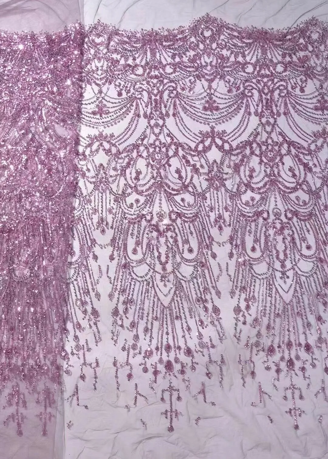 5 YARDS / 12 COLORS / Madison Growing Vines Glitter Sequin Beaded Embroidery Tulle Mesh Lace Party Prom Bridal Dress Fabric