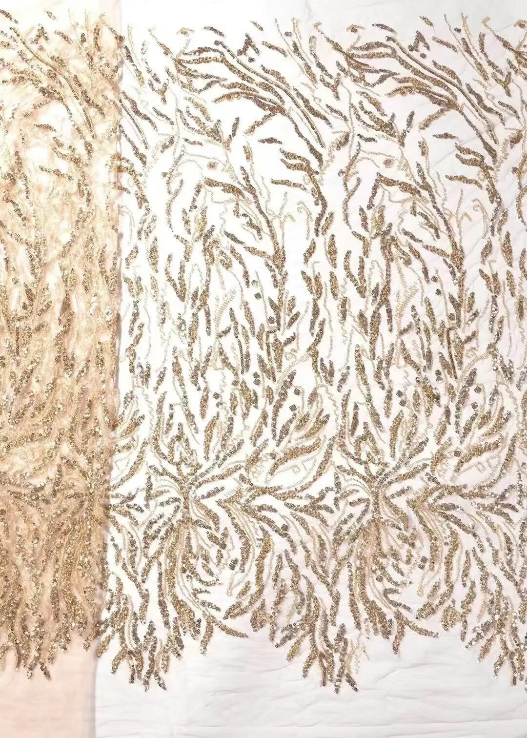 5 YARDS / 12 COLORS / Madison Growing Vines Glitter Sequin Beaded Embroidery Tulle Mesh Lace Party Prom Bridal Dress Fabric