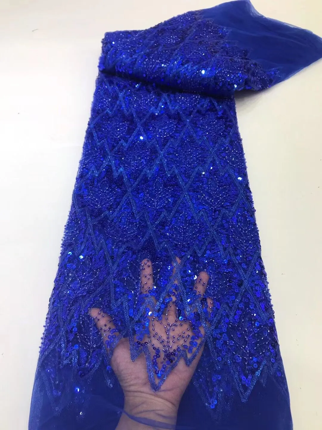 5 YARDS / 16 COLORS / Janes Geometric Beaded Embroidery Glitter Mesh Lace  Party Prom Bridal Dress Fabric