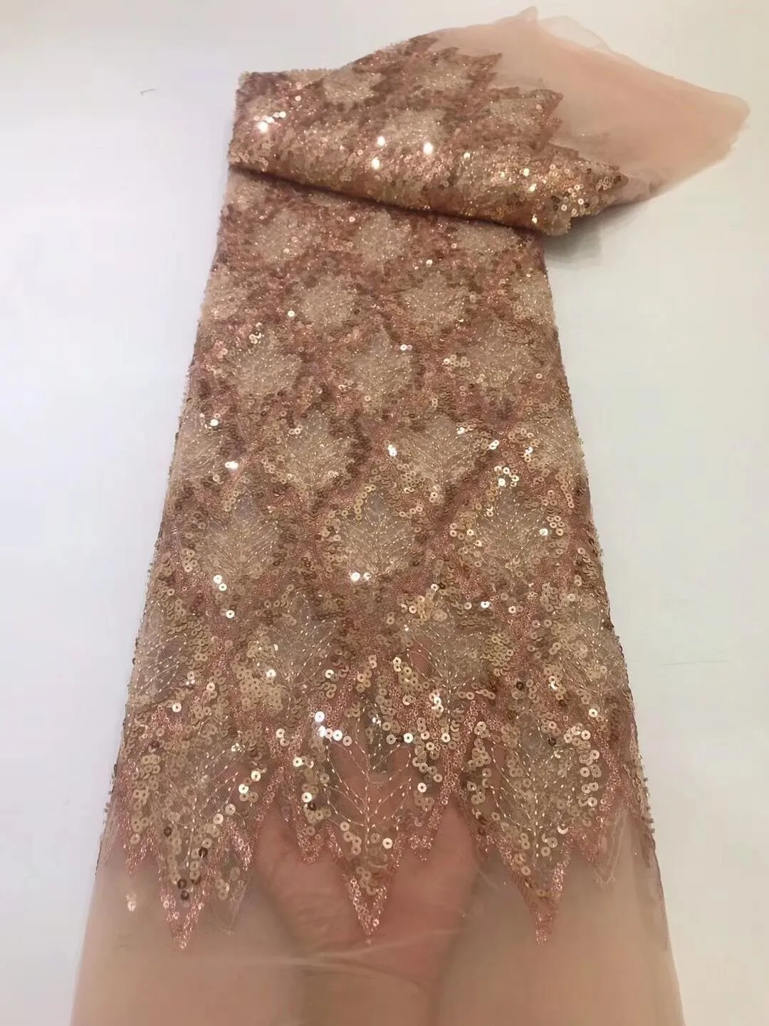 5 YARDS / 16 COLORS / Janes Geometric Beaded Embroidery Glitter Mesh Lace  Party Prom Bridal Dress Fabric