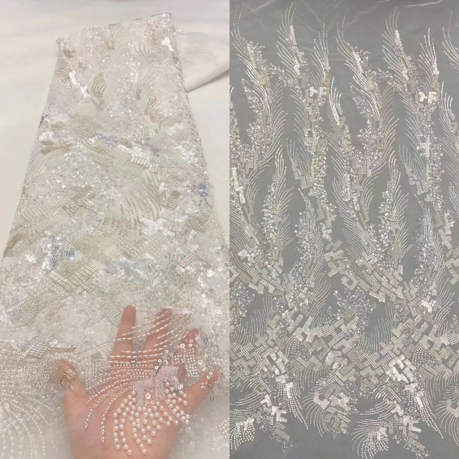 5 YARDS / 20 COLORS / Baya Floral Beaded Embroidery Sequin Mesh Lace Party Prom Bridal Dress Fabric
