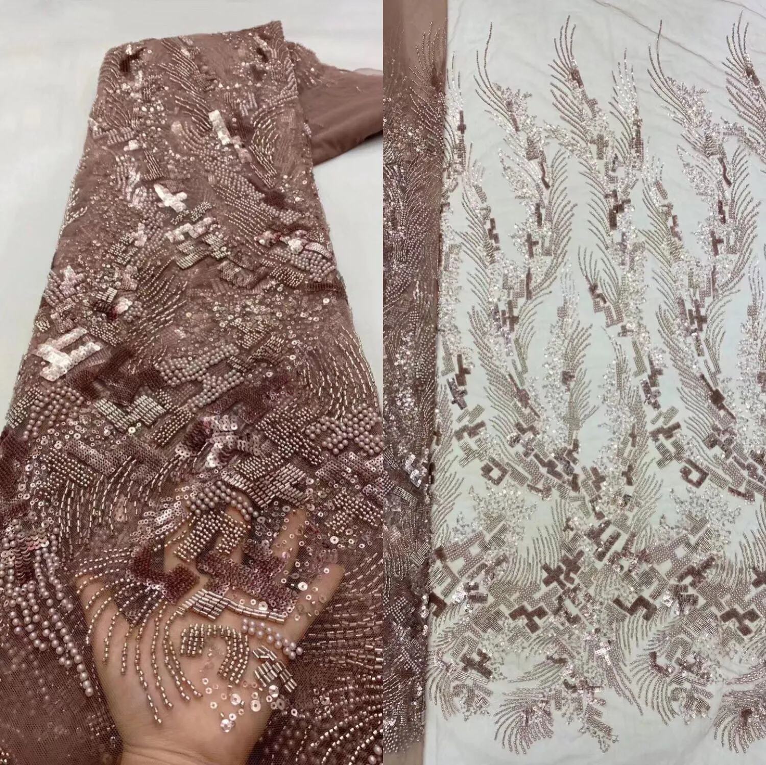 5 YARDS / 20 COLORS / Baya Floral Beaded Embroidery Sequin Mesh Lace Party Prom Bridal Dress Fabric