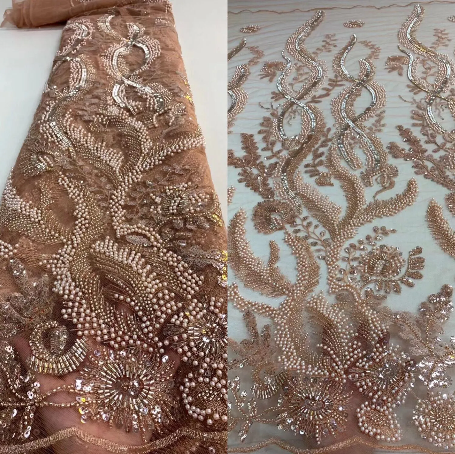 5 YARDS / 20 COLORS / Baya Floral Beaded Embroidery Sequin Mesh Lace Party Prom Bridal Dress Fabric