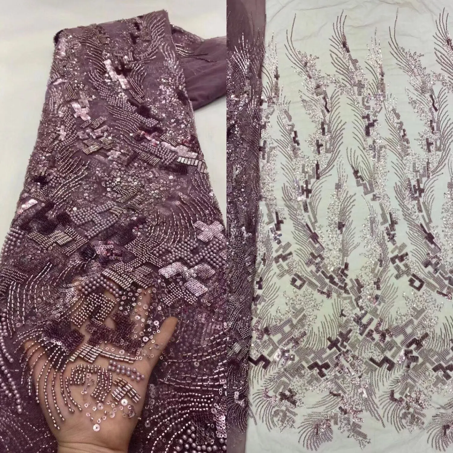5 YARDS / 20 COLORS / Baya Floral Beaded Embroidery Sequin Mesh Lace Party Prom Bridal Dress Fabric