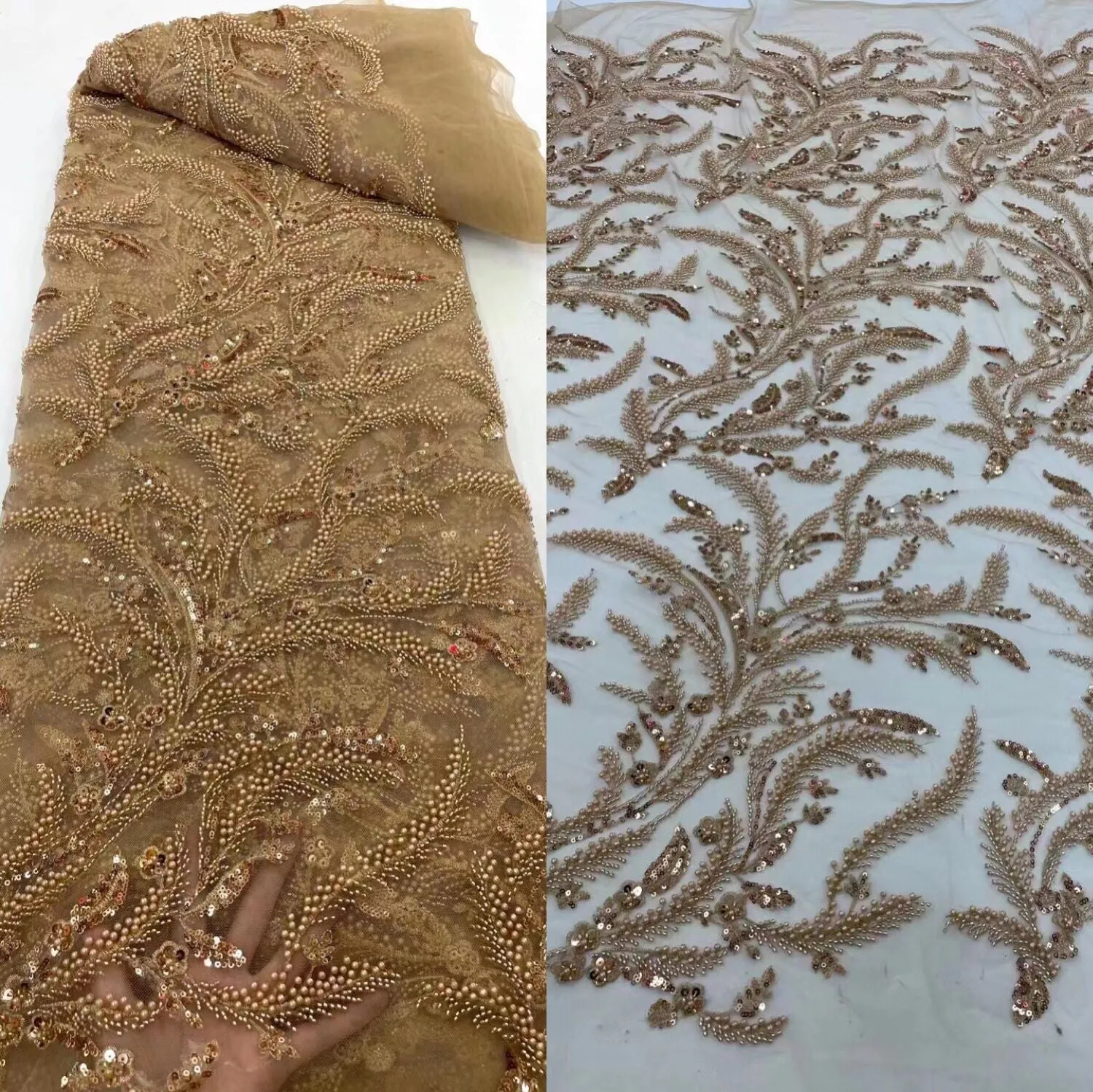 5 YARDS / 20 COLORS / Baya Floral Beaded Embroidery Sequin Mesh Lace Party Prom Bridal Dress Fabric