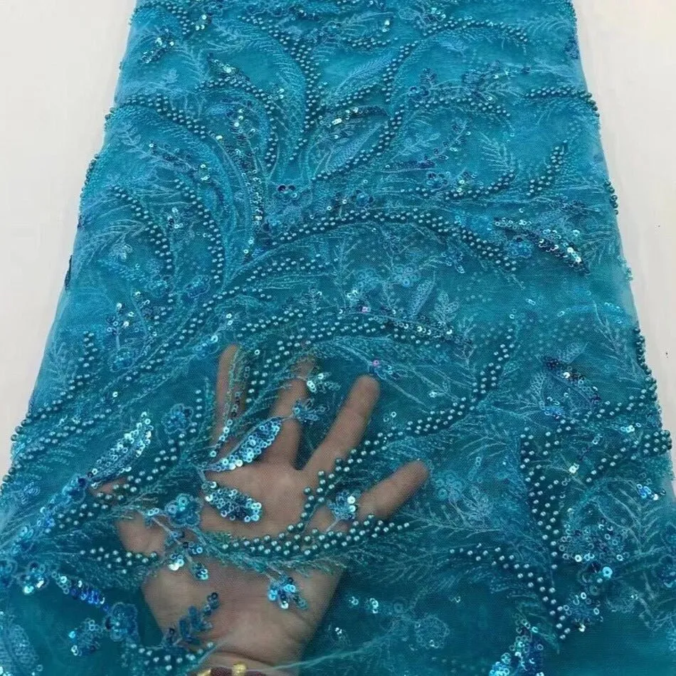 5 YARDS / 20 COLORS / Baya Floral Beaded Embroidery Sequin Mesh Lace Party Prom Bridal Dress Fabric