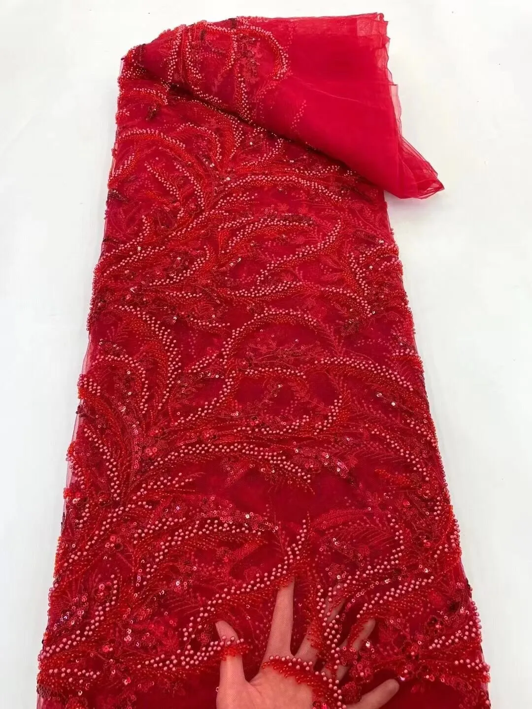 5 YARDS / 20 COLORS / Baya Floral Beaded Embroidery Sequin Mesh Lace Party Prom Bridal Dress Fabric