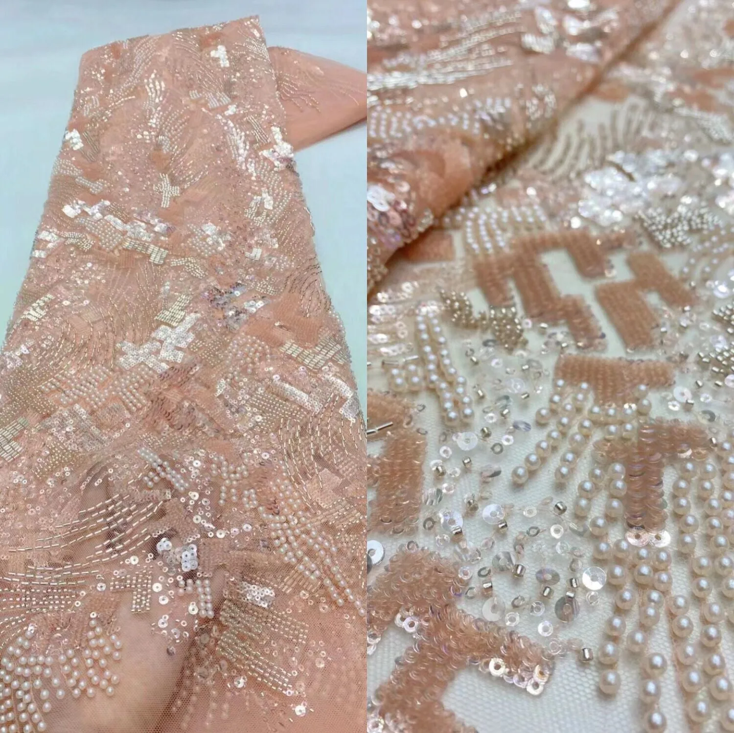 5 YARDS / 20 COLORS / Baya Floral Beaded Embroidery Sequin Mesh Lace Party Prom Bridal Dress Fabric