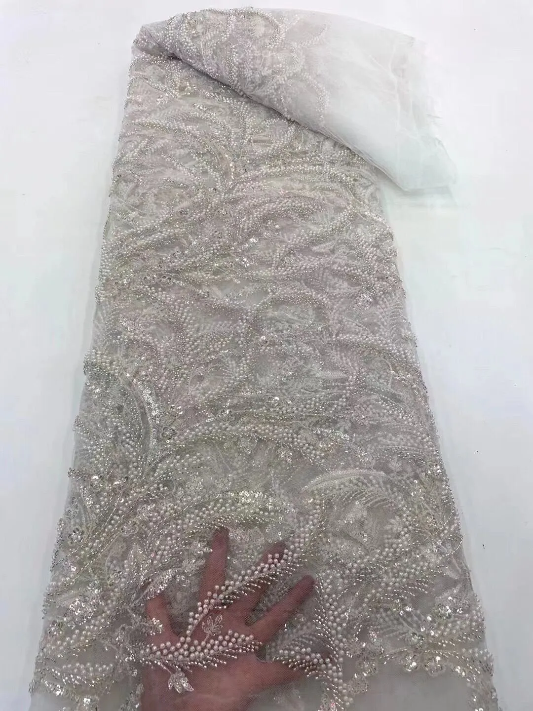 5 YARDS / 20 COLORS / Baya Floral Beaded Embroidery Sequin Mesh Lace Party Prom Bridal Dress Fabric