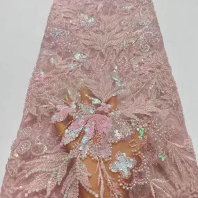 5 YARDS / 6 COLORS / Keliels Floral Beaded Embroidery Glitter Mesh Lace  Party Prom Bridal Dress Fabric