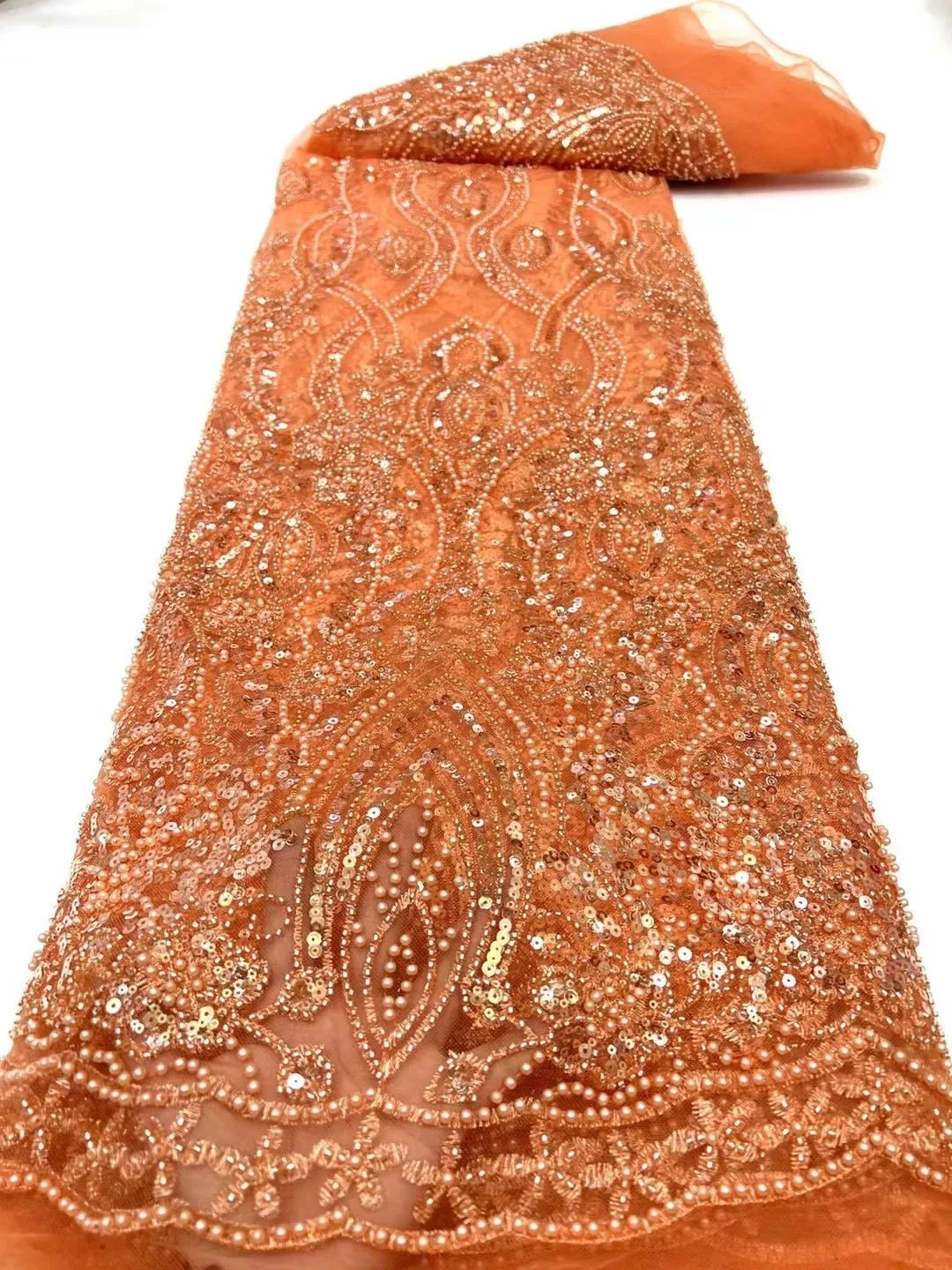 5 YARDS / 7 COLORS / Cassiopée Luxury Full Beaded Glitter Sequin Embroidery Tulle Mesh Lace Party Prom Bridal Dress Fabric