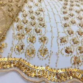 5 YARDS / 7 COLORS / Catherine Floral Glitter Sequin Beaded Embroidery Tulle Mesh Lace Party Prom Bridal Dress Fabric