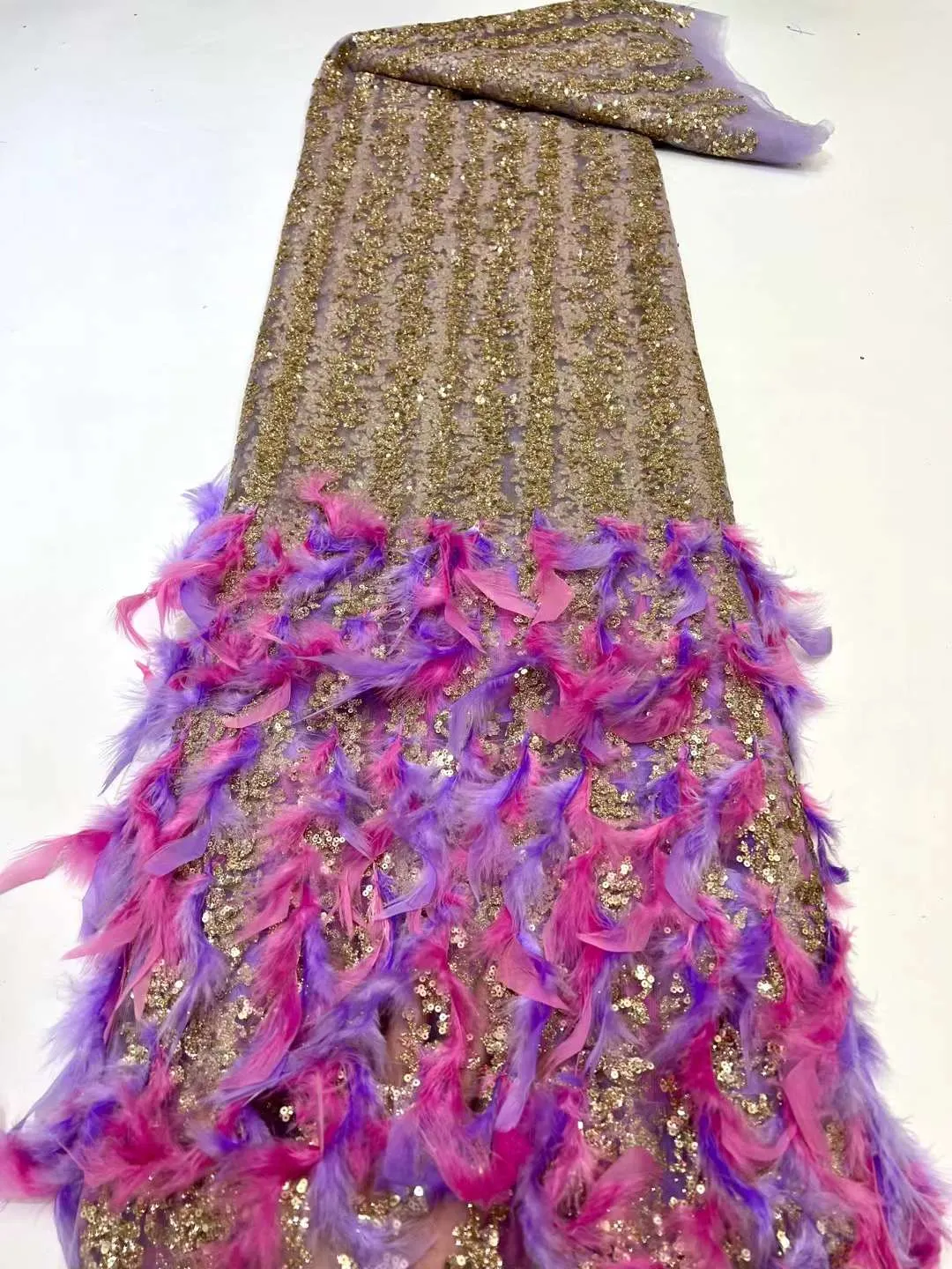 5 YARDS / 7 COLORS / Lailas Funky 3D Fur Beaded Glitter Embroidery Mesh Lace Party Wedding Party Prom Bridal Dress Fabric