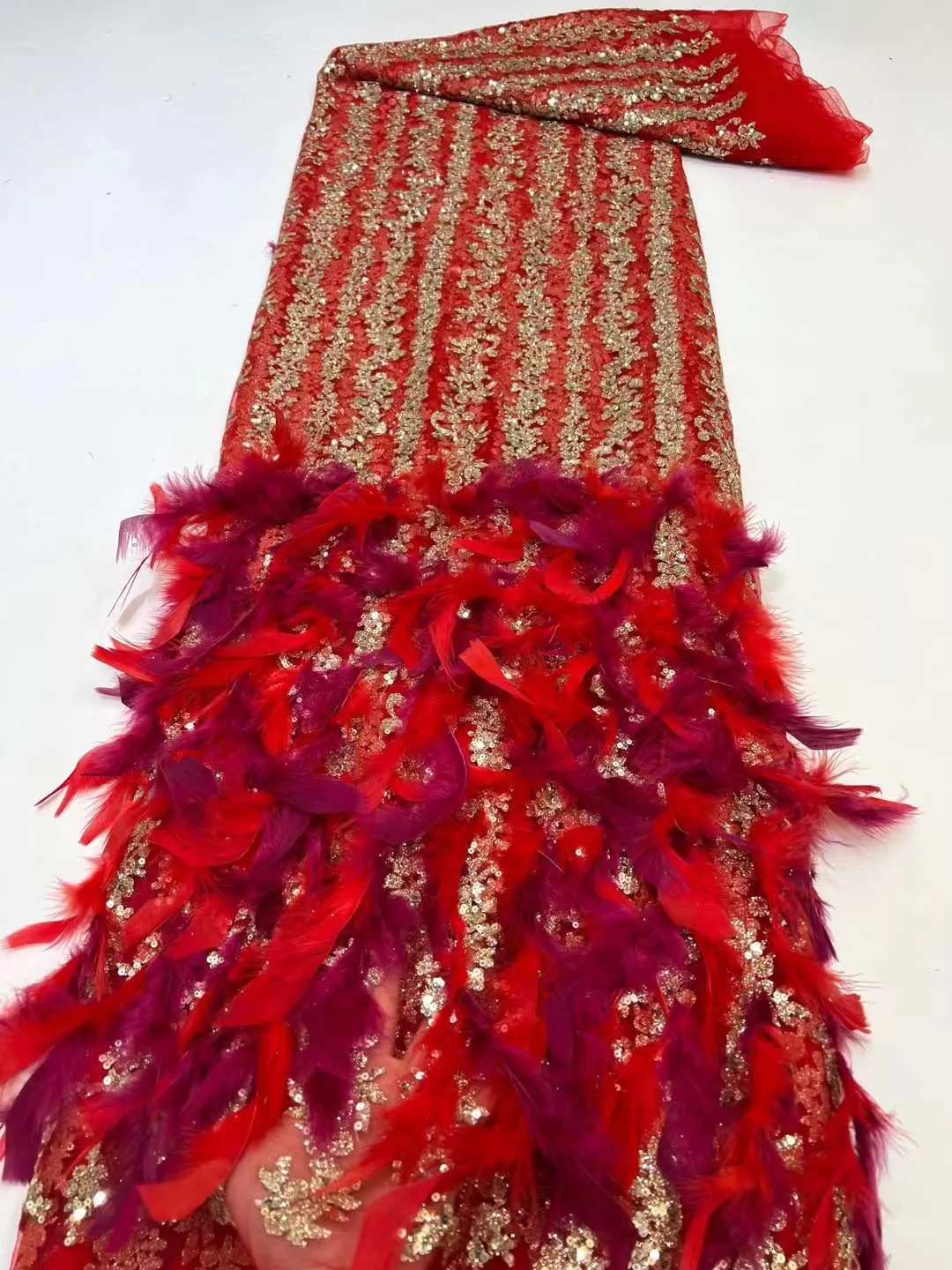 5 YARDS / 7 COLORS / Lailas Funky 3D Fur Beaded Glitter Embroidery Mesh Lace Party Wedding Party Prom Bridal Dress Fabric