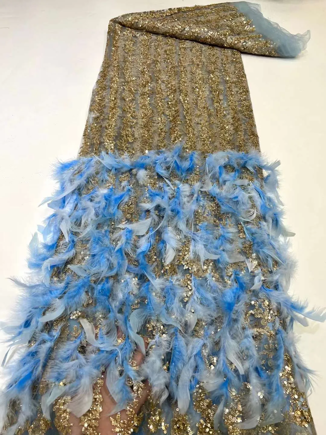5 YARDS / 7 COLORS / Lailas Funky 3D Fur Beaded Glitter Embroidery Mesh Lace Party Wedding Party Prom Bridal Dress Fabric