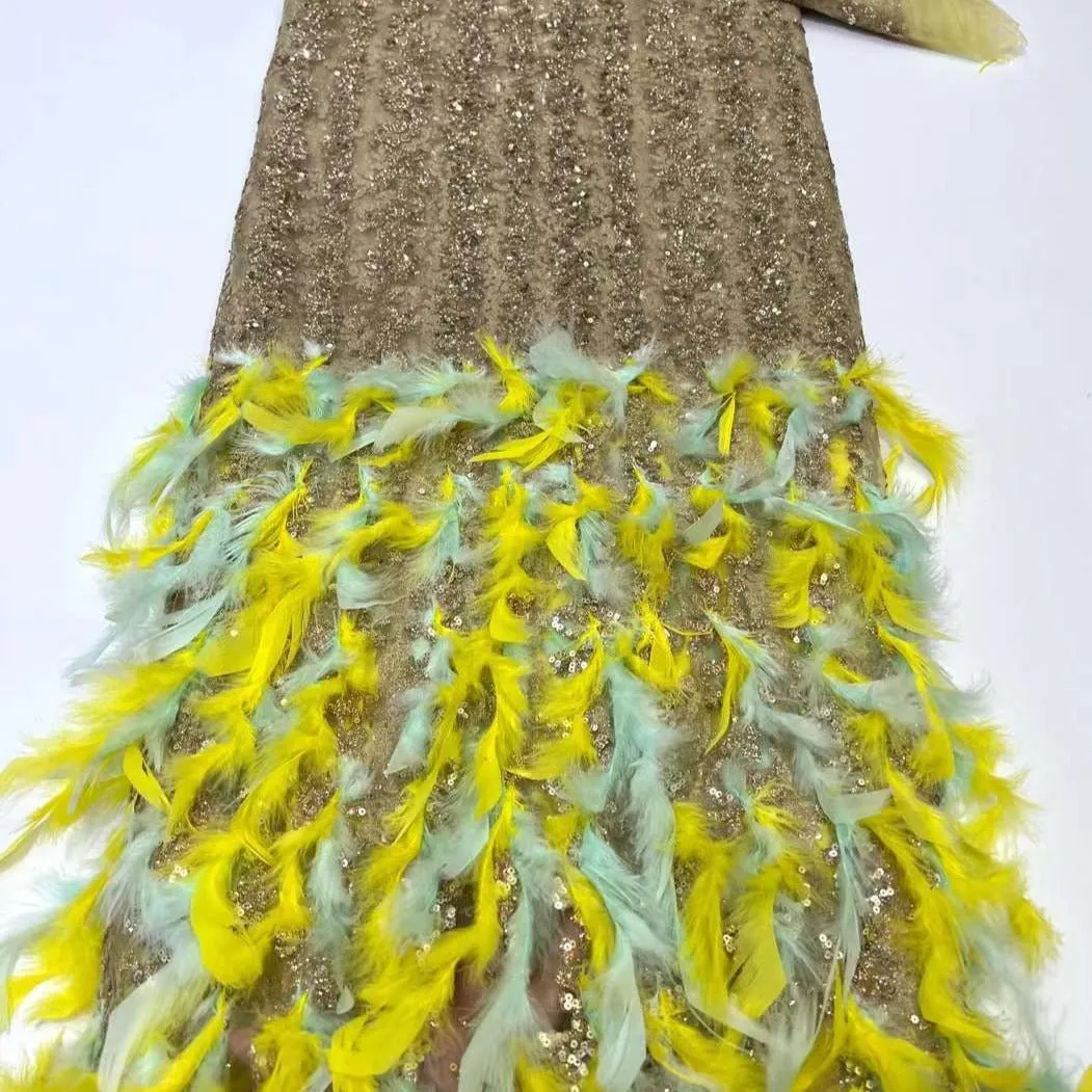 5 YARDS / 7 COLORS / Lailas Funky 3D Fur Beaded Glitter Embroidery Mesh Lace Party Wedding Party Prom Bridal Dress Fabric