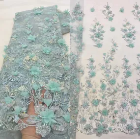 5 YARDS / 8 COLORS / Banimia Floral Beaded Embroidery Glitter Mesh Lace  Party Prom Bridal Dress Fabric