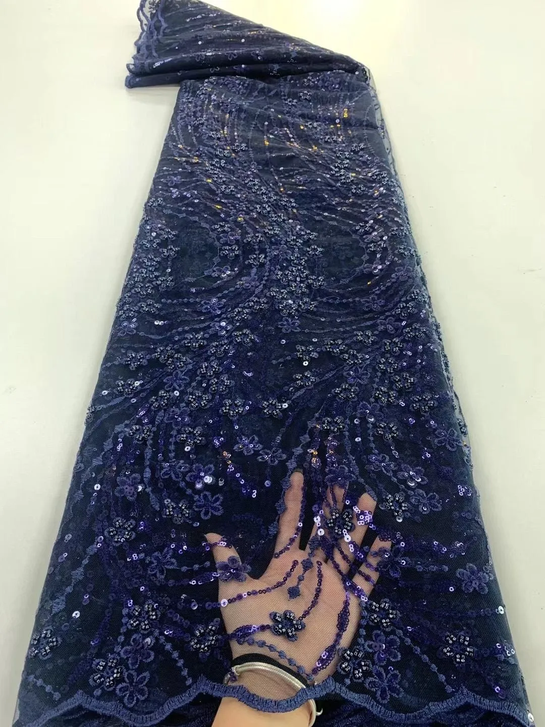5 YARDS / 8 COLORS / Joelle Floral Beaded Glitter Embroidery Mesh Lace Wedding Party Prom Bridal Dress Fabric