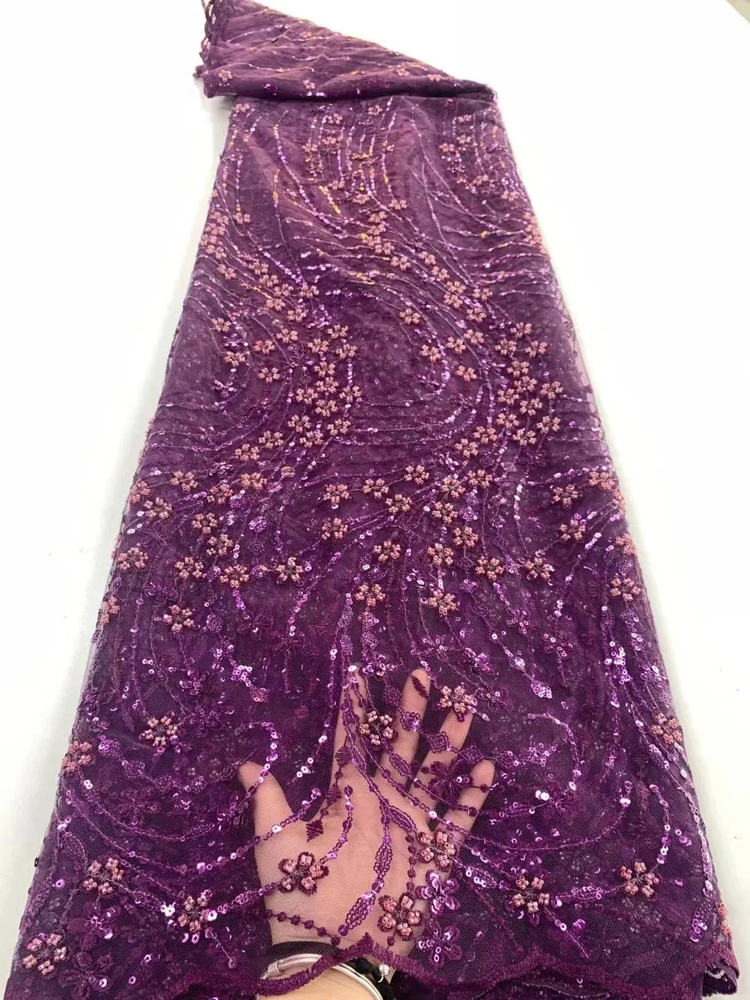 5 YARDS / 8 COLORS / Joelle Floral Beaded Glitter Embroidery Mesh Lace Wedding Party Prom Bridal Dress Fabric