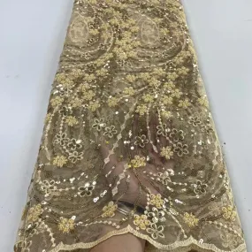 5 YARDS / 8 COLORS / Joelle Floral Beaded Glitter Embroidery Mesh Lace Wedding Party Prom Bridal Dress Fabric