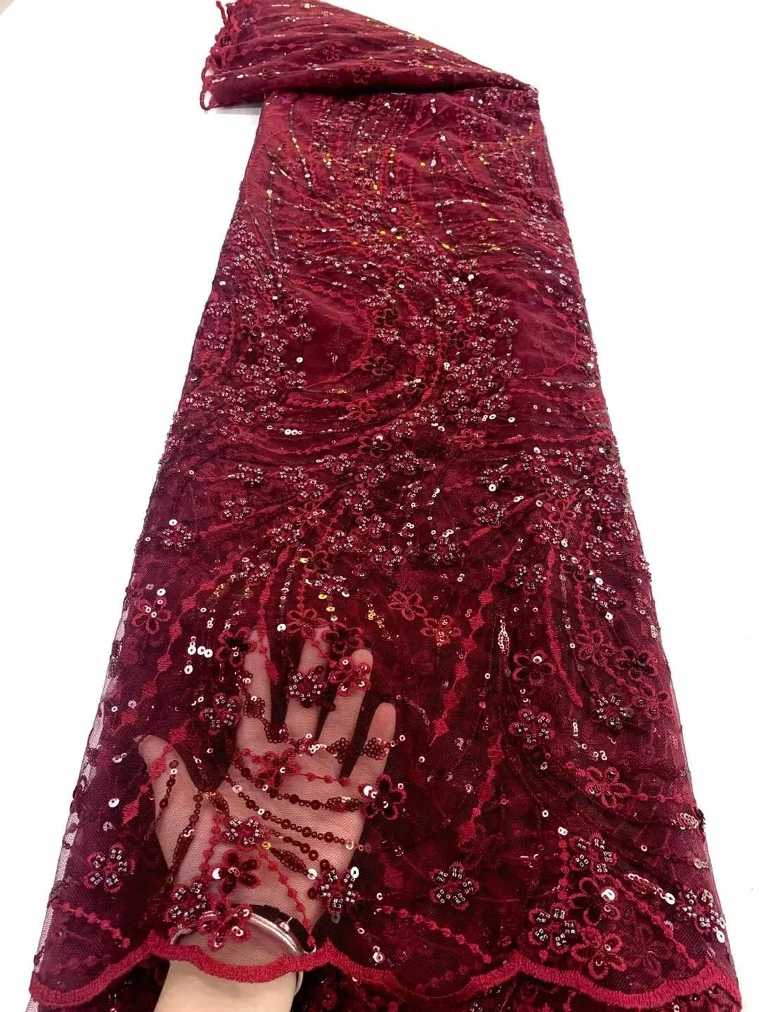 5 YARDS / 8 COLORS / Joelle Floral Beaded Glitter Embroidery Mesh Lace Wedding Party Prom Bridal Dress Fabric