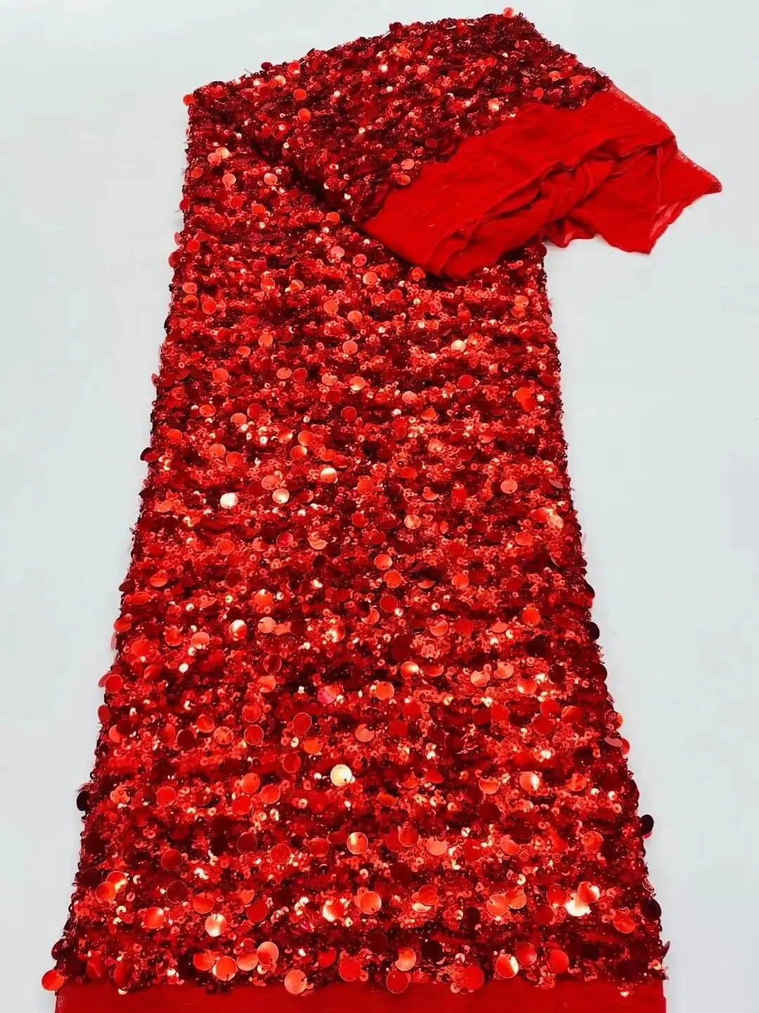5 YARDS / 8 COLORS / Peamanth Sequin Beaded Embroidery Tulle Mesh Lace Dress Fabric
