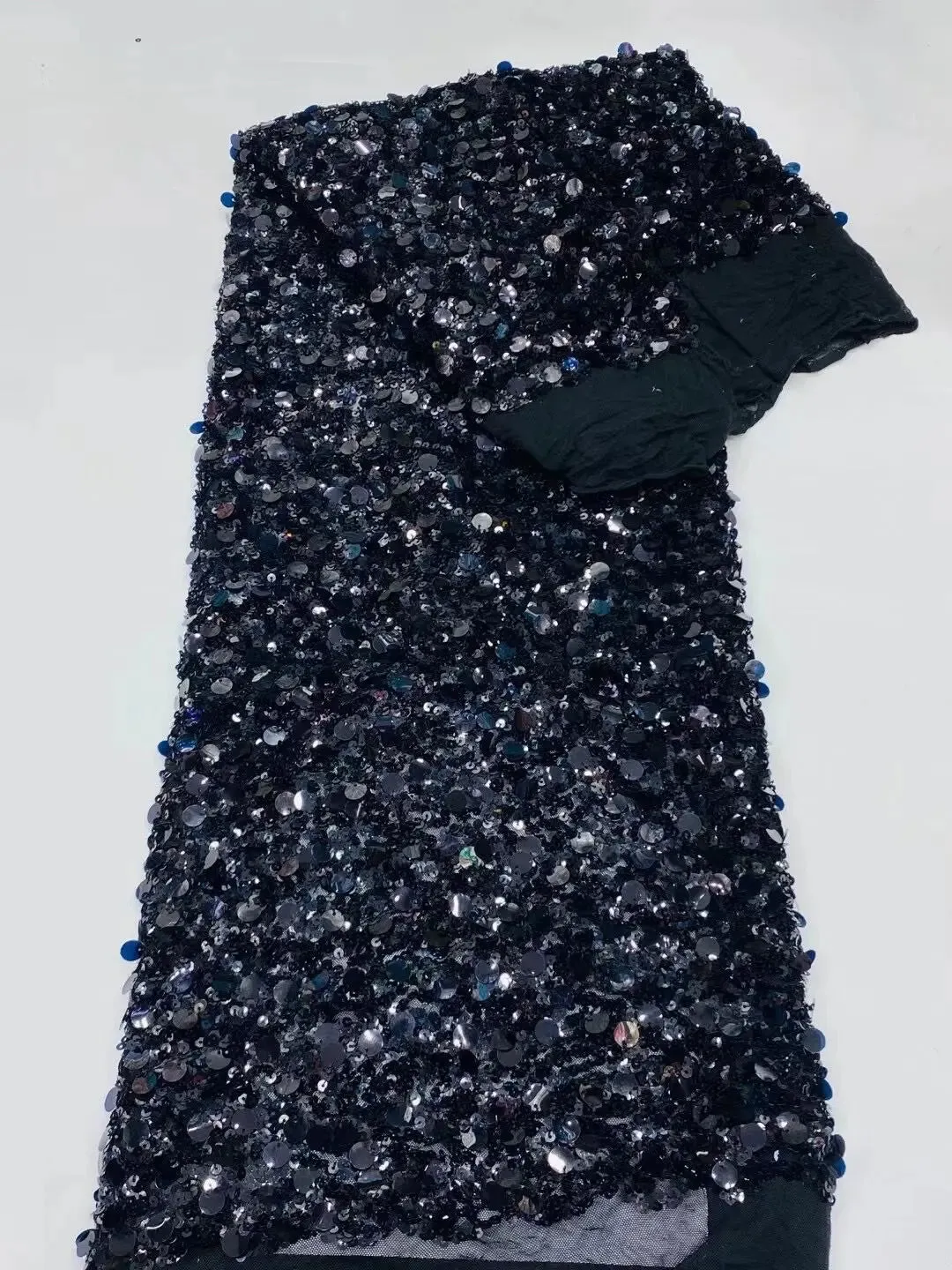 5 YARDS / 8 COLORS / Peamanth Sequin Beaded Embroidery Tulle Mesh Lace Dress Fabric