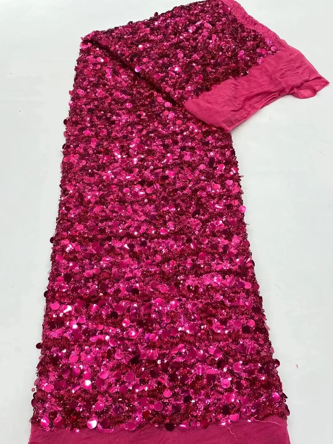 5 YARDS / 8 COLORS / Peamanth Sequin Beaded Embroidery Tulle Mesh Lace Dress Fabric
