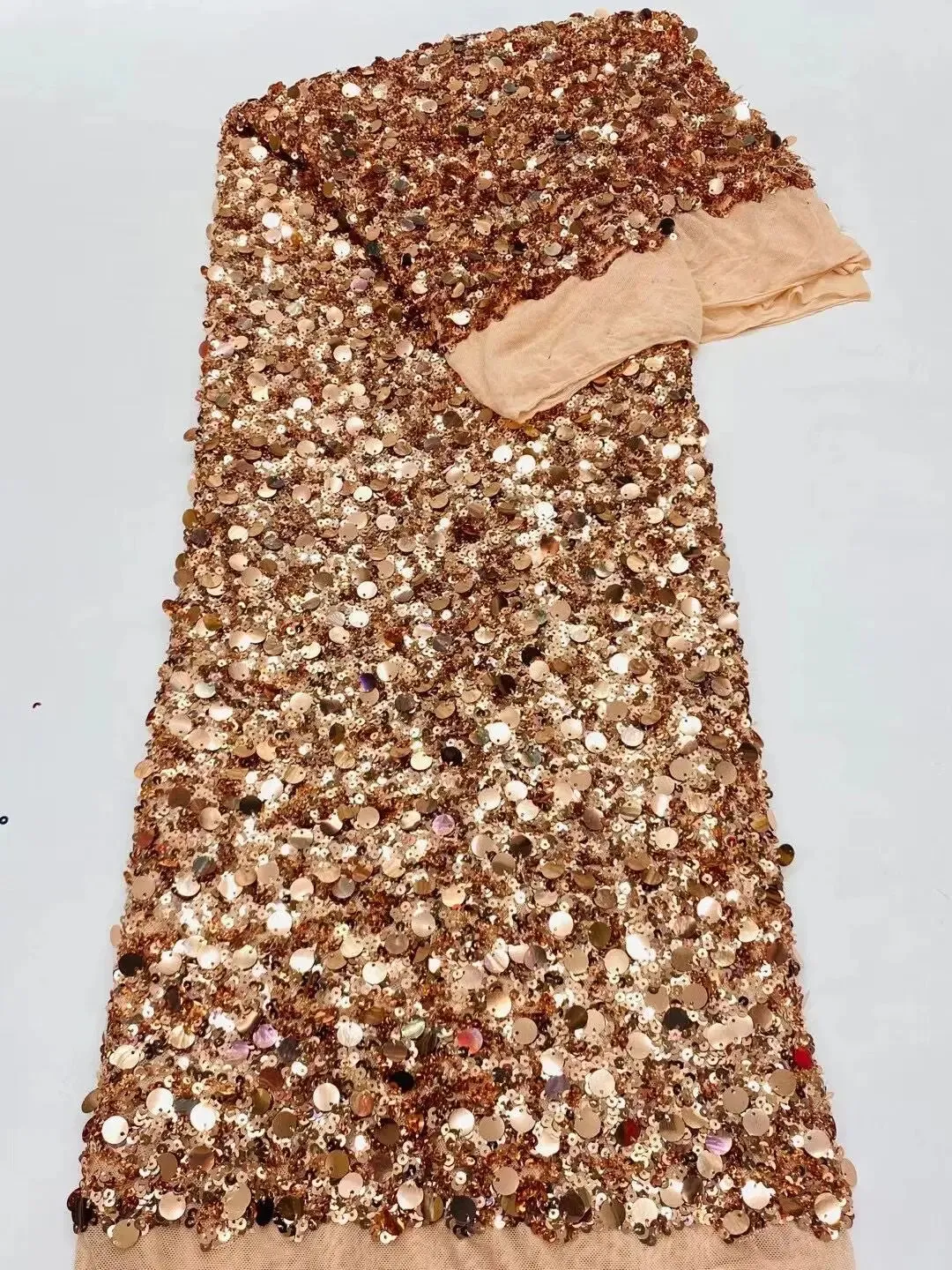 5 YARDS / 8 COLORS / Peamanth Sequin Beaded Embroidery Tulle Mesh Lace Dress Fabric