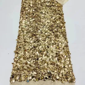 5 YARDS / 8 COLORS / Peamanth Sequin Beaded Embroidery Tulle Mesh Lace Dress Fabric