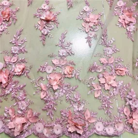 5 YARDS / 8 COLORS / Romanos Floral Sequin Beaded Embroidery Tulle Mesh Lace Dress Fabric