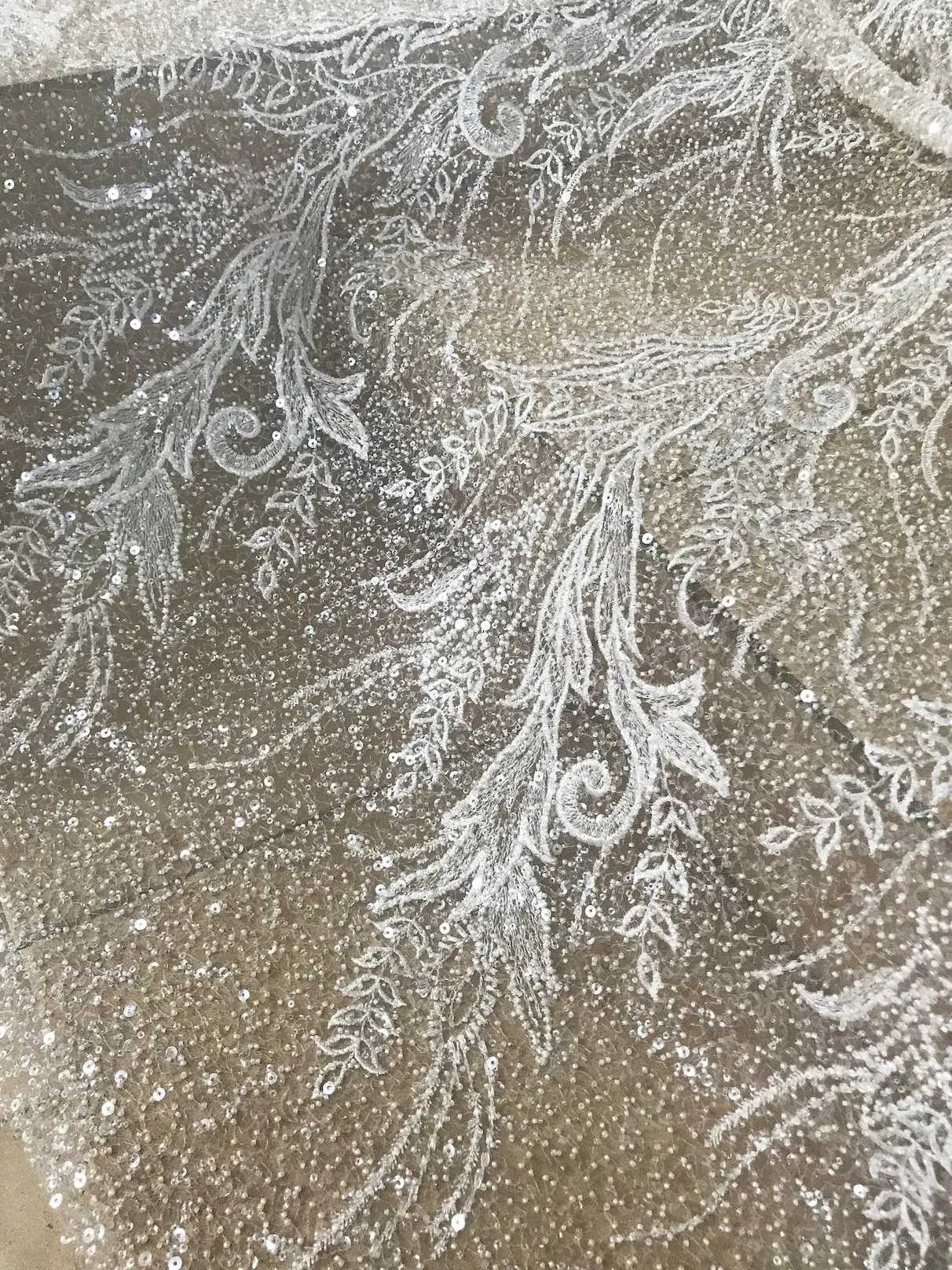 5 YARDS / Luxurious Omeris Abstract Full Beaded Glitter Embroidery Mesh Lace Party Prom Bridal Dress Fabric