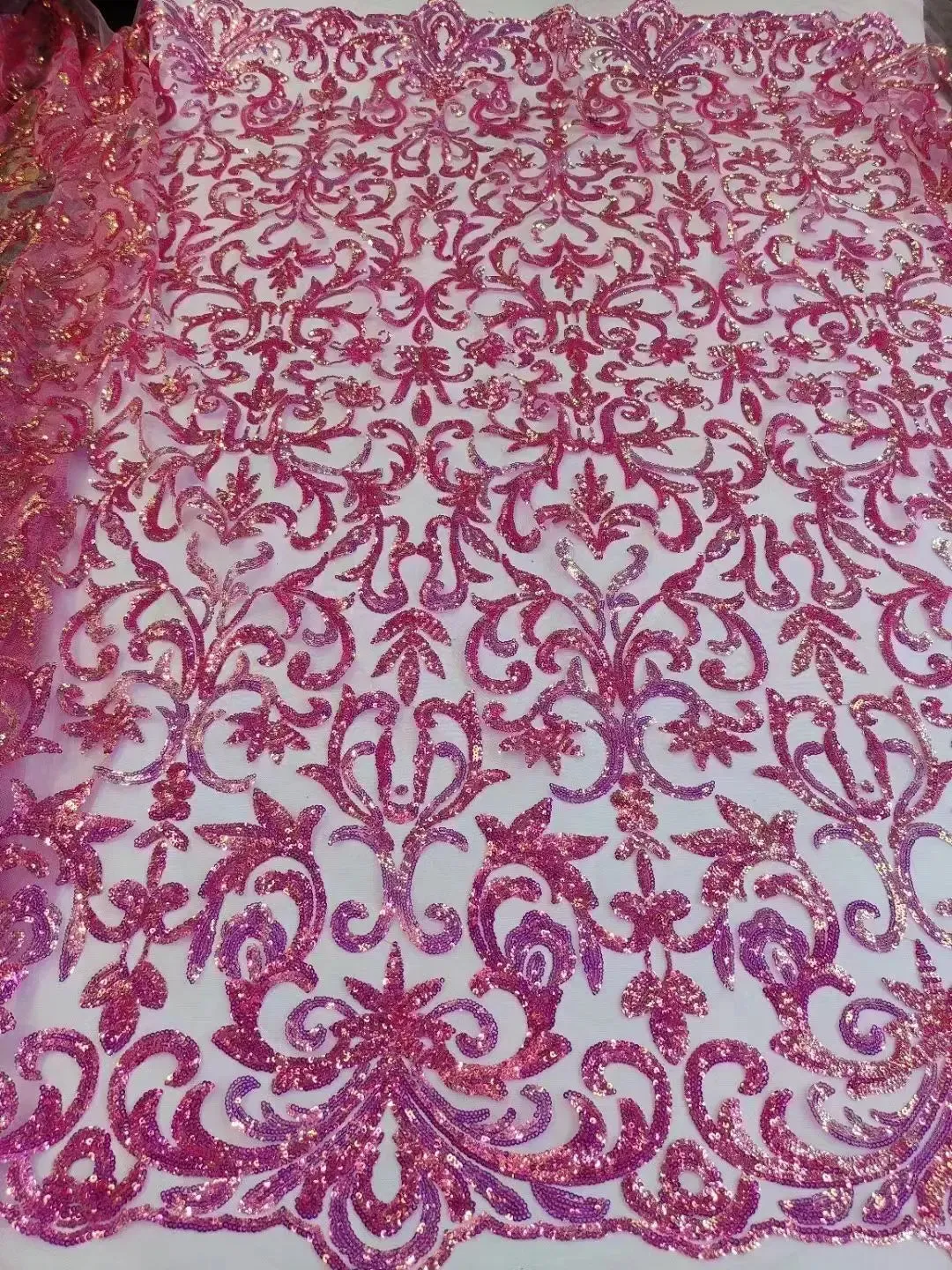 5 YARDS / Solfes Sequin Beaded Embroidery Tulle Mesh Lace Dress Fabric