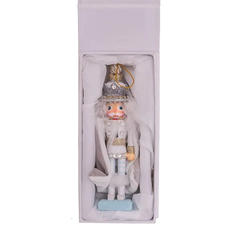 6" Hollywood White and Silver Swarovski King Nutcracker Ornament