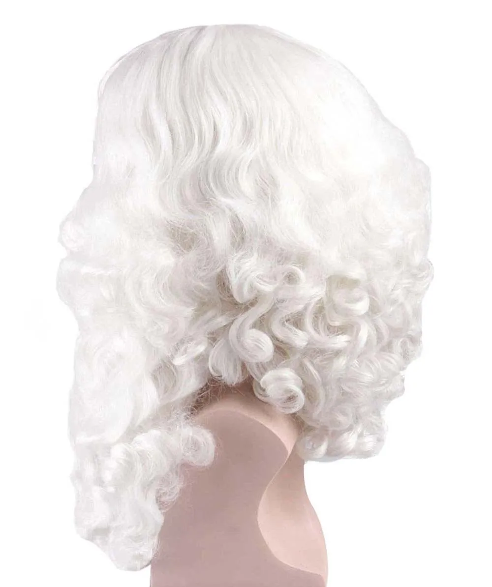 Adult Unisex White Santa Claus Wig and Beard Set| Perfect for Halloween| Flame-retardant Synthetic Fiber
