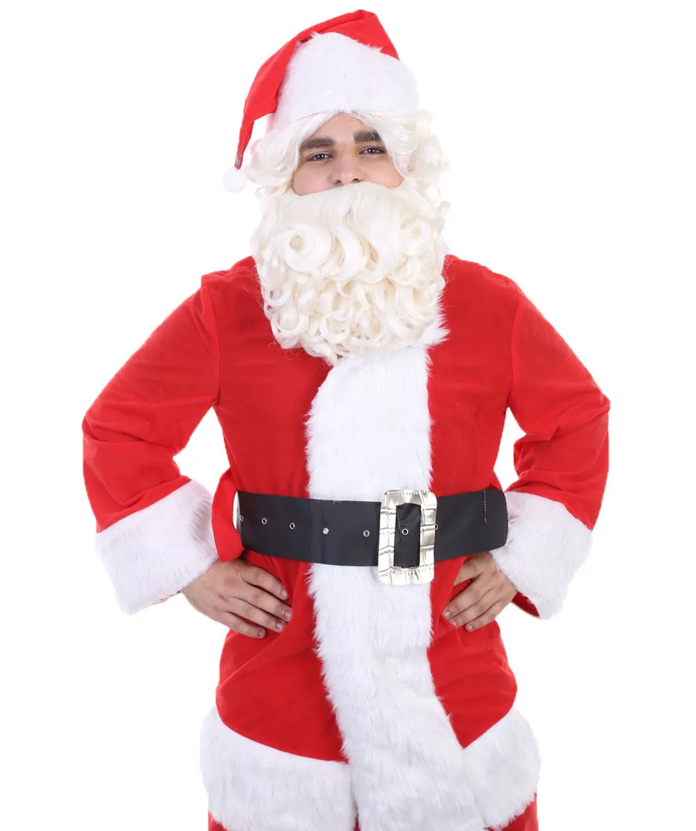 Adult Unisex White Santa Claus Wig and Beard Set| Perfect for Halloween| Flame-retardant Synthetic Fiber
