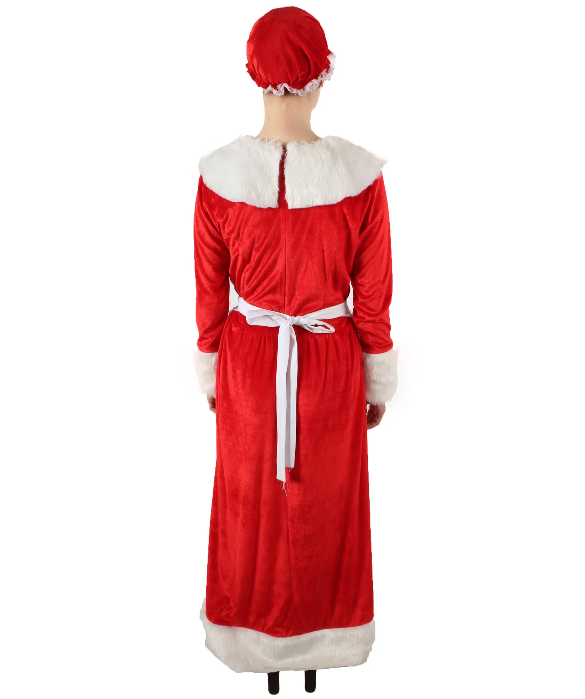 Adult Women’s Mrs Claus Christmas Velvet Red Female Santa Dress Costume