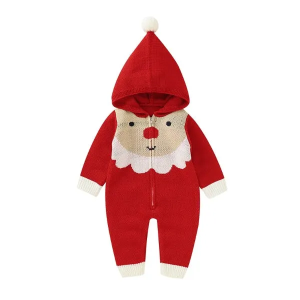 Baby Knitted Hoodied Romper Santa Claus Sweater Jumpsuit -181