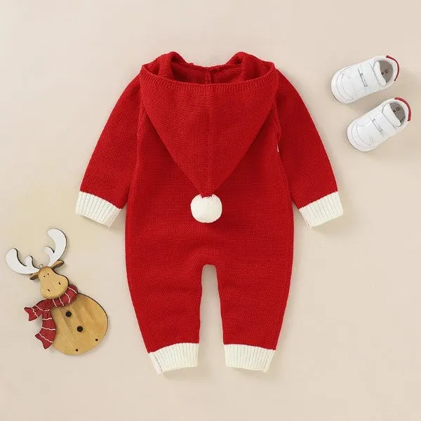 Baby Knitted Hoodied Romper Santa Claus Sweater Jumpsuit -181