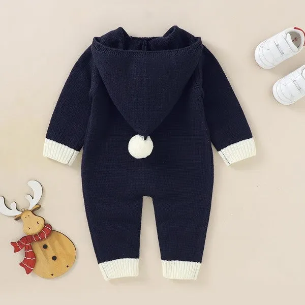 Baby Knitted Hoodied Romper Santa Claus Sweater Jumpsuit -181